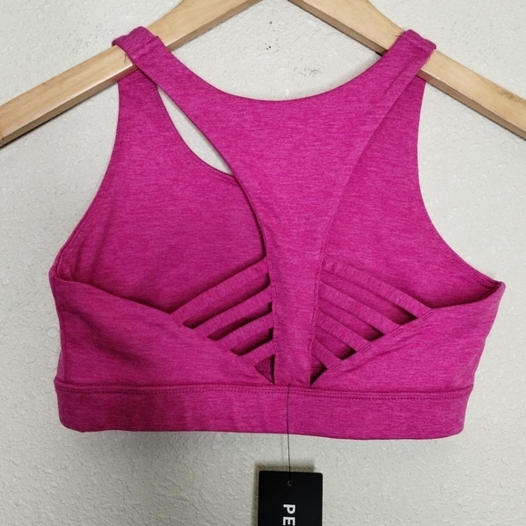 Peloton Heathered Pink Mother's Day Embrace Strappy Bra Women's size Small - Picture 2 of 5